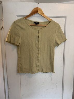 J. Crew 100% Cotton Pointelle Short Sleeve Button Front Cardigan